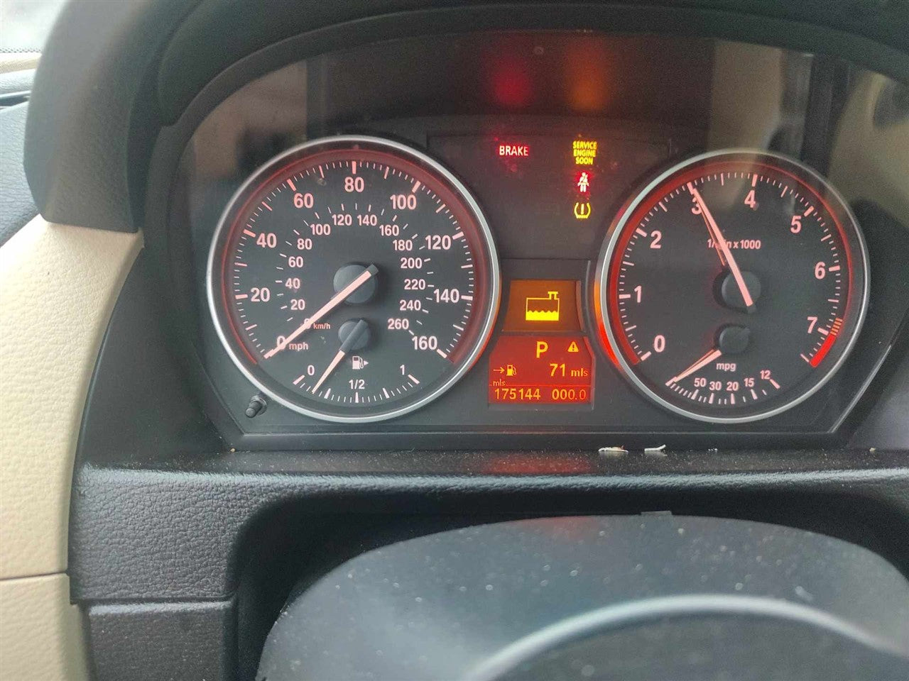 2007 thru 2015 BMW 328I, BMW 323I, BMW X1 Speedometer Instrument Gauge Cluster 2.0L MPH