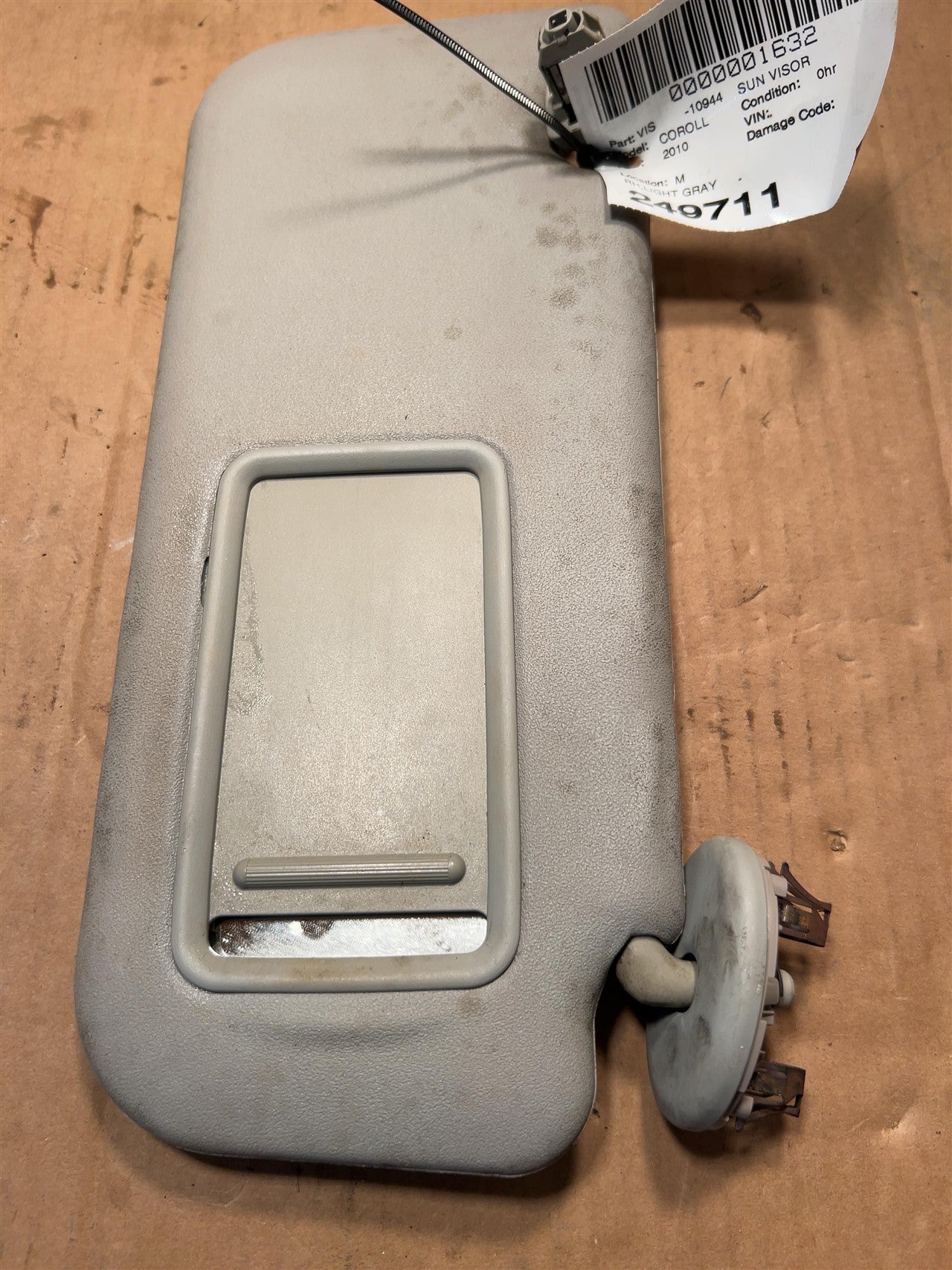 2009 thru 2013 Toyota Corolla Passenger Side Right Sun Visor R