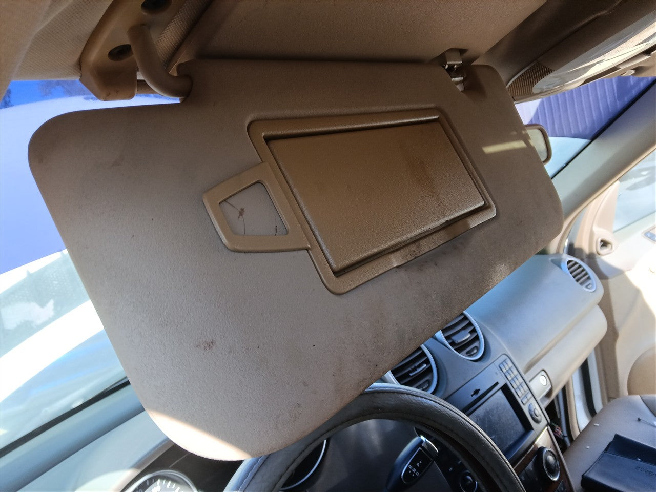 2006 thru 2012 Mercedes Benz Mercedes ML Class, Mercedes Benz Mercedes GL Class Driver Side Left Sun Visor 164 Type roof