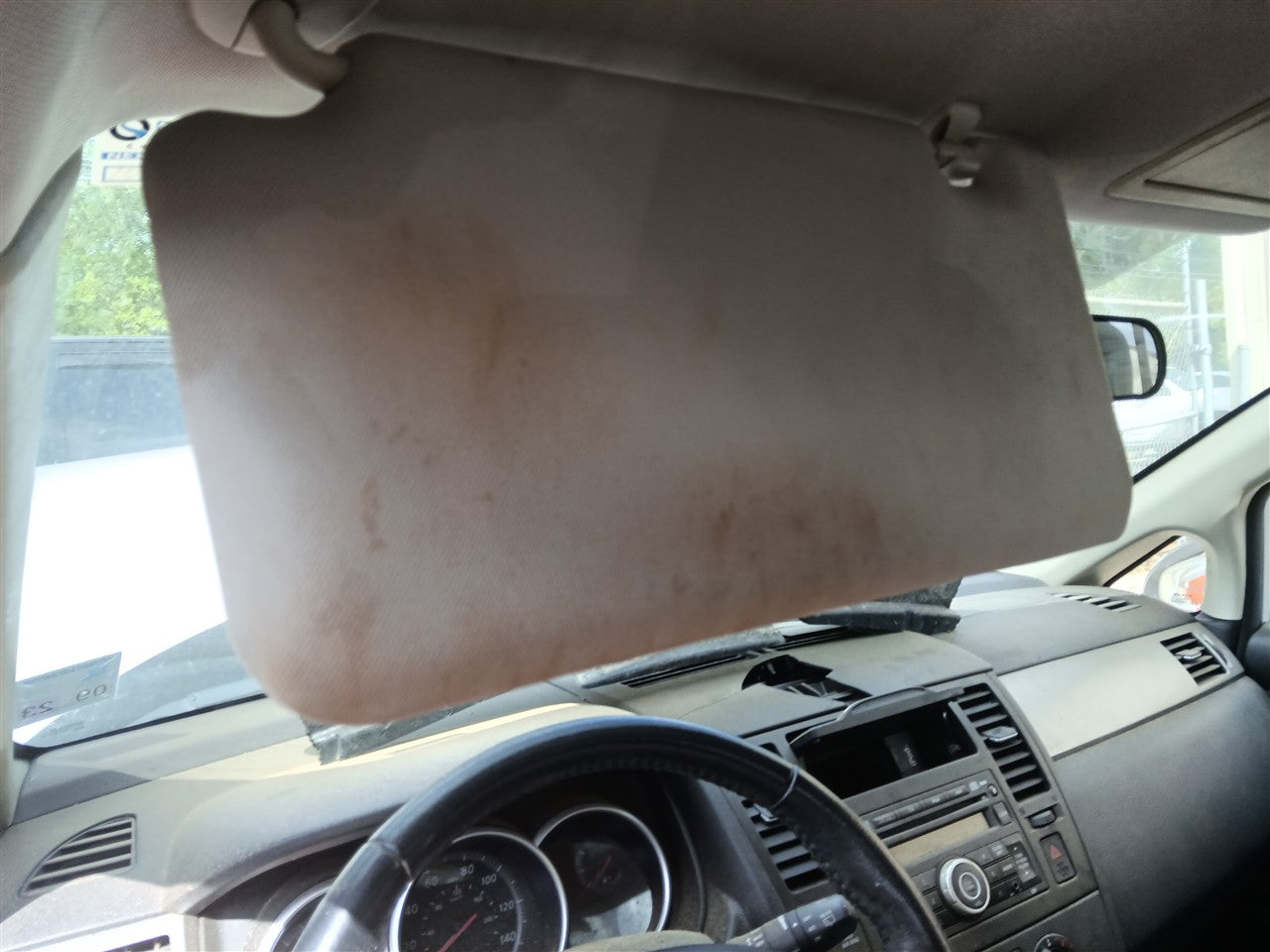 2007 thru 2012 Nissan Versa Driver Side Left Sun Visor without illumination sunroof L