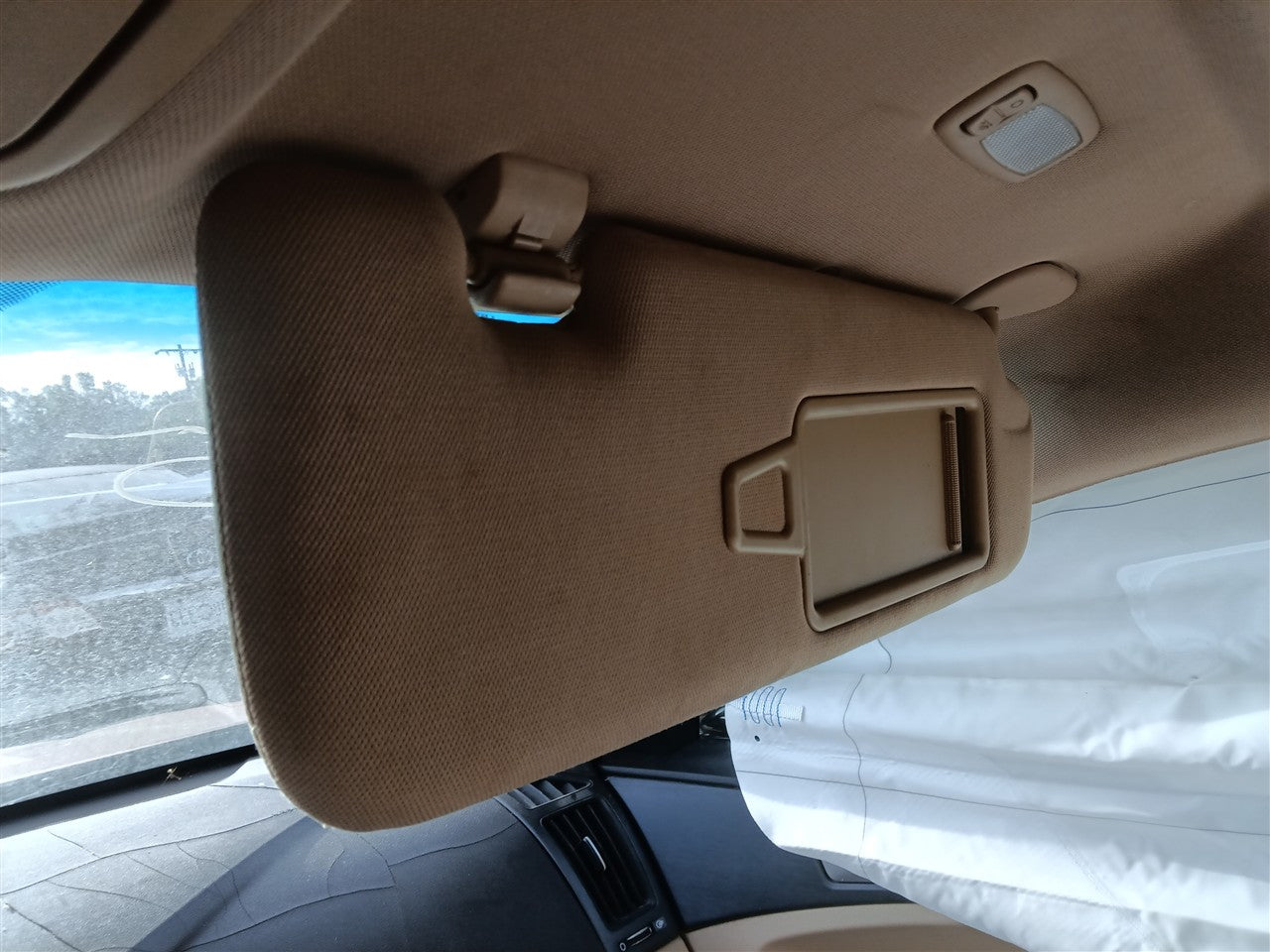 2011 thru 2015 Hyundai Sonata Passenger Side Right Sun Visor roof illuminated metal R