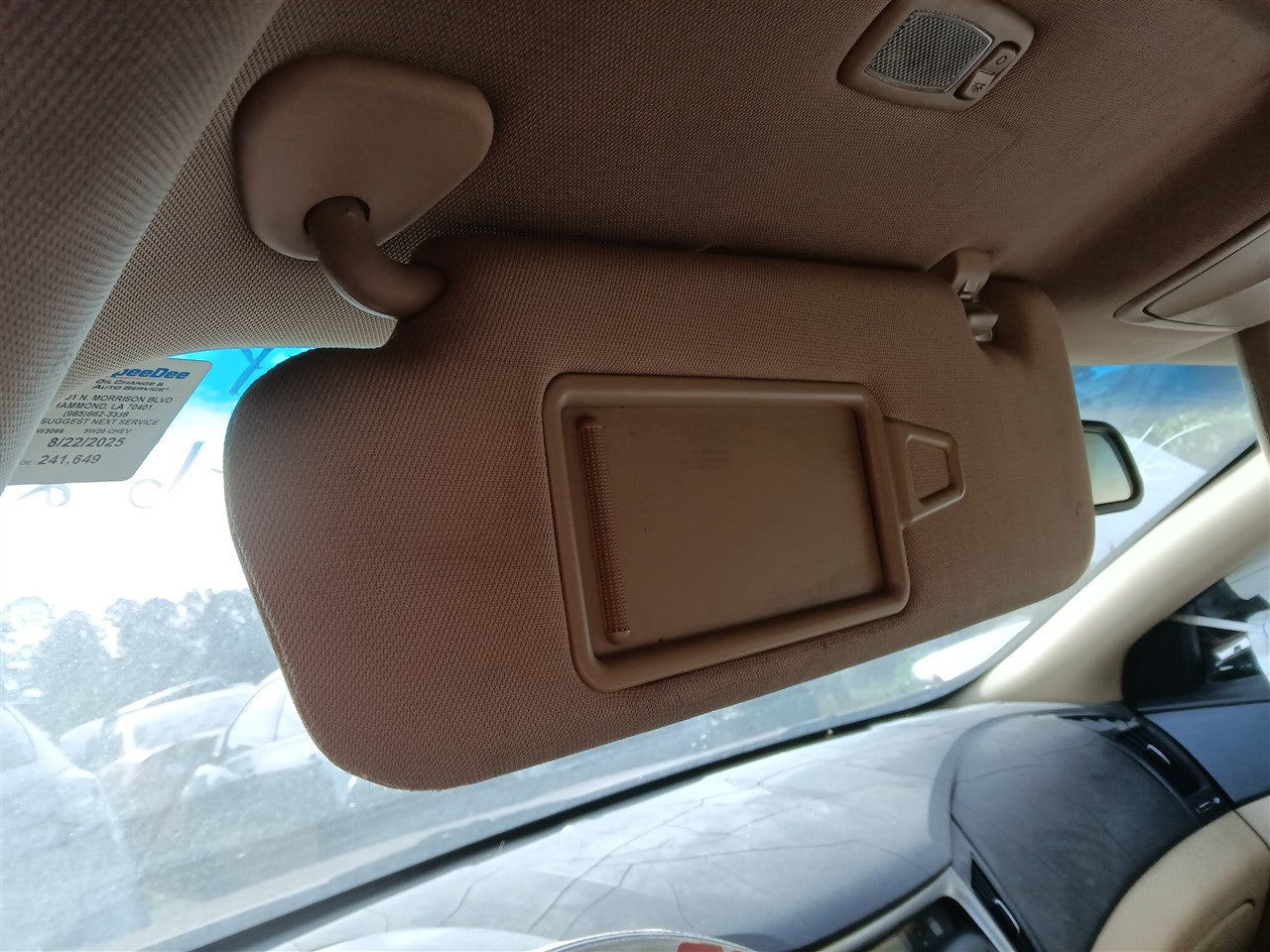 2011 thru 2015 Hyundai Sonata Driver Side Left Sun Visor roof illuminated metal L