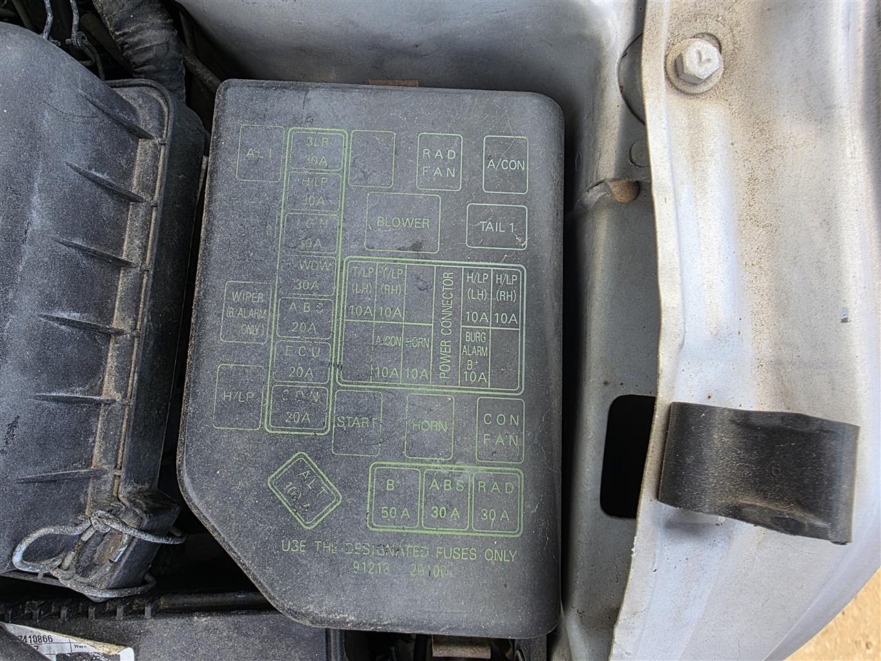 1996 Hyundai Elantra Engine Bay Fuse Box Relay Panel