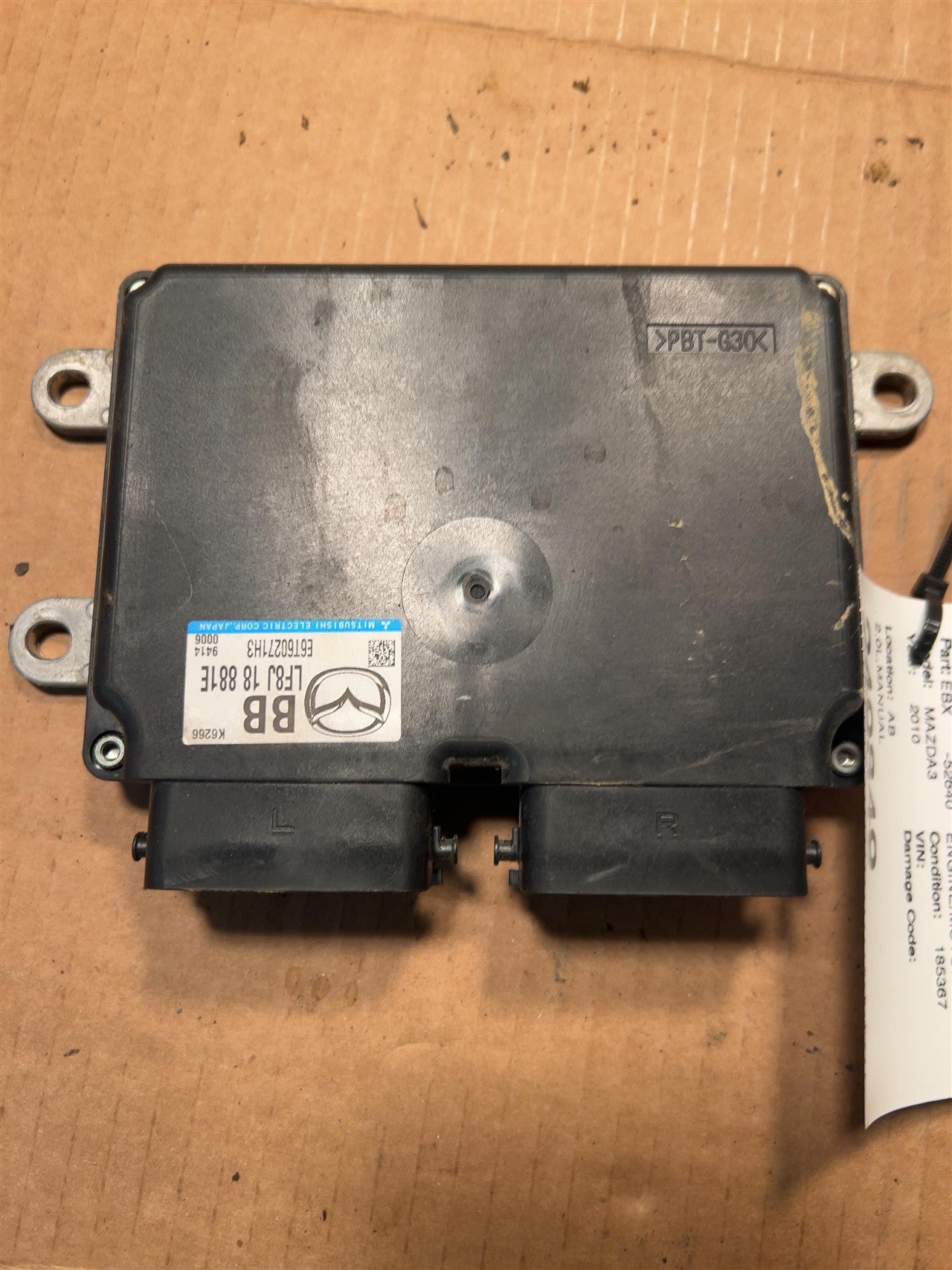 2010 Mazda 3 Engine Control Module ECU ECM PCM 2.0L Electronic mounted by battery MT
