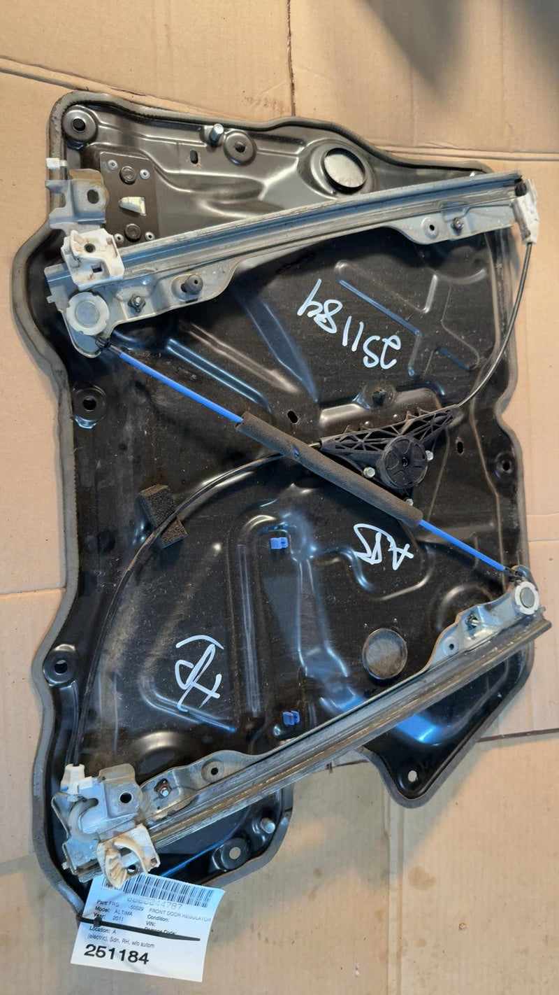 2011 2012 Nissan Altima Passenger Side Right Door Window Reg FR electric Sdn R without automatic up and down