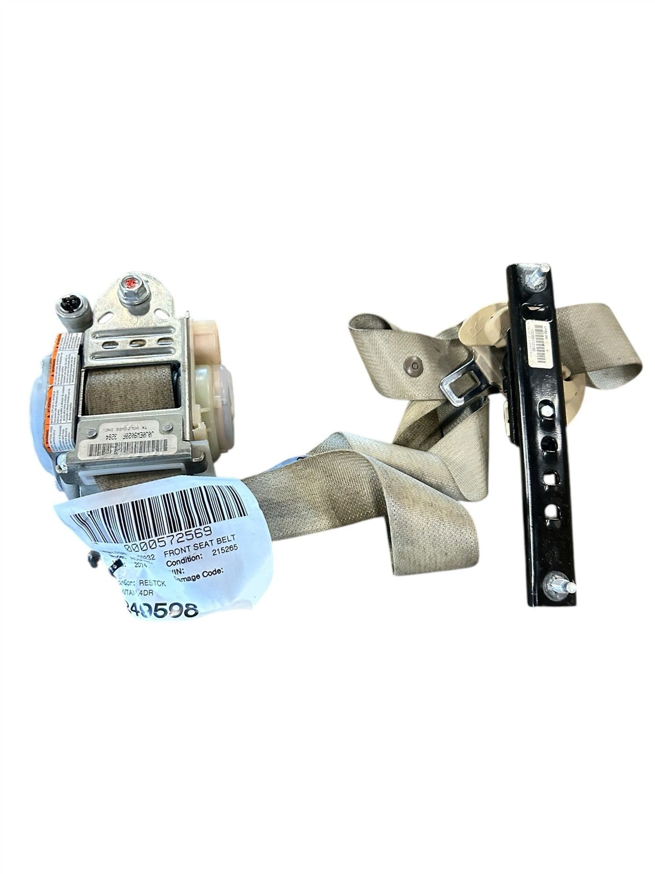 2013 thru 2017 Honda Accord Seat Belt Front passenger retractor