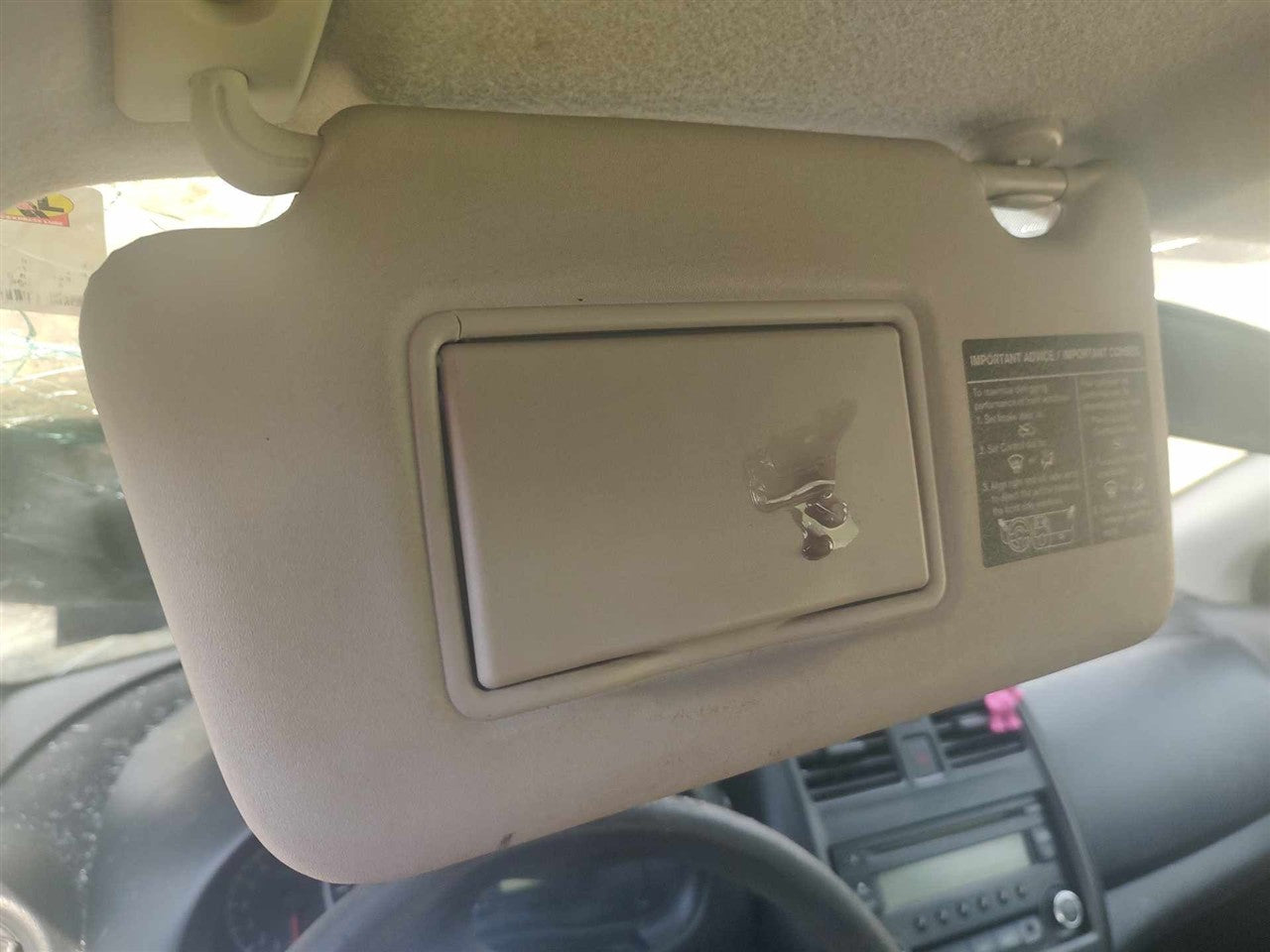 2015 thru 2019 Nissan Worldwide Micra, Nissan Versa Driver Side Left Sun Visor without illumination L