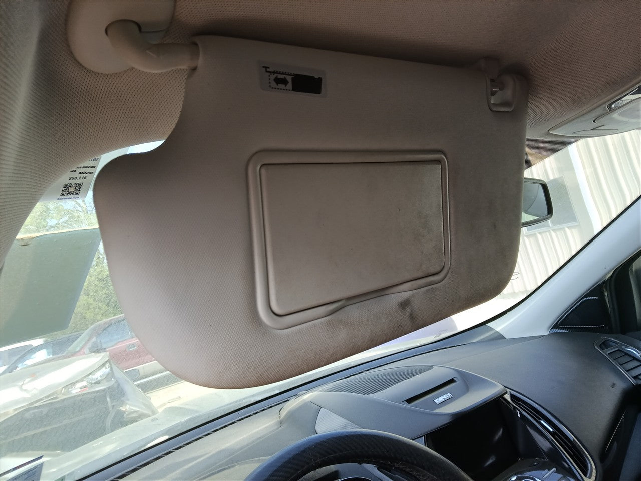 2013 thru 2019 Ford Escape Driver Side Left Sun Visor without sunroof with illumination L