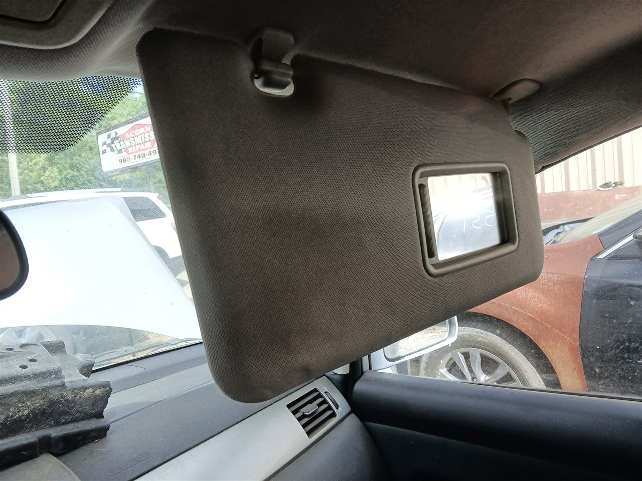 2007 thru 2012 Nissan Versa Passenger Side Right Sun Visor without illumination sunroof R