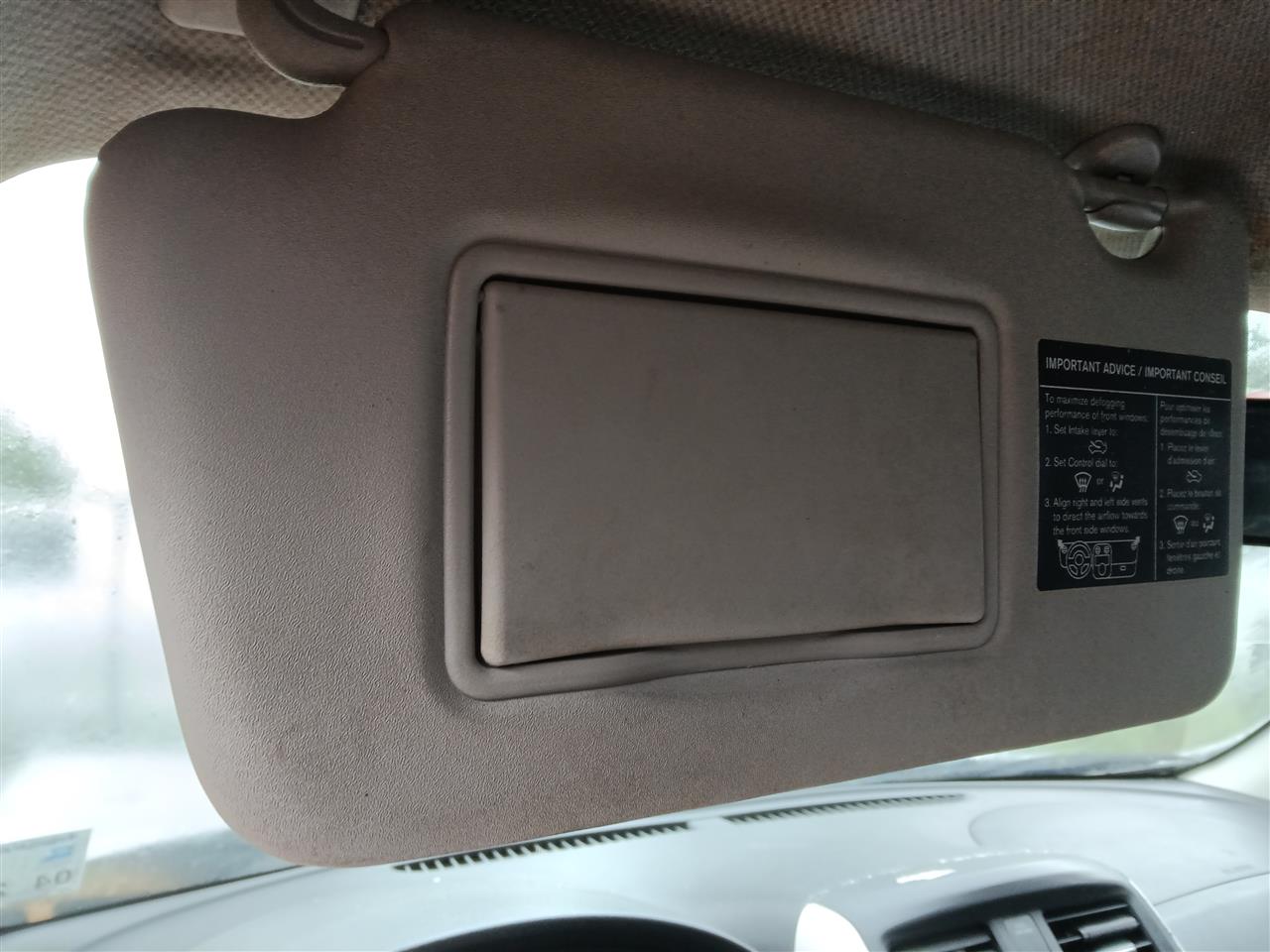 2015 thru 2019 Nissan Worldwide Micra, Nissan Versa Driver Side Left Sun Visor without illumination L