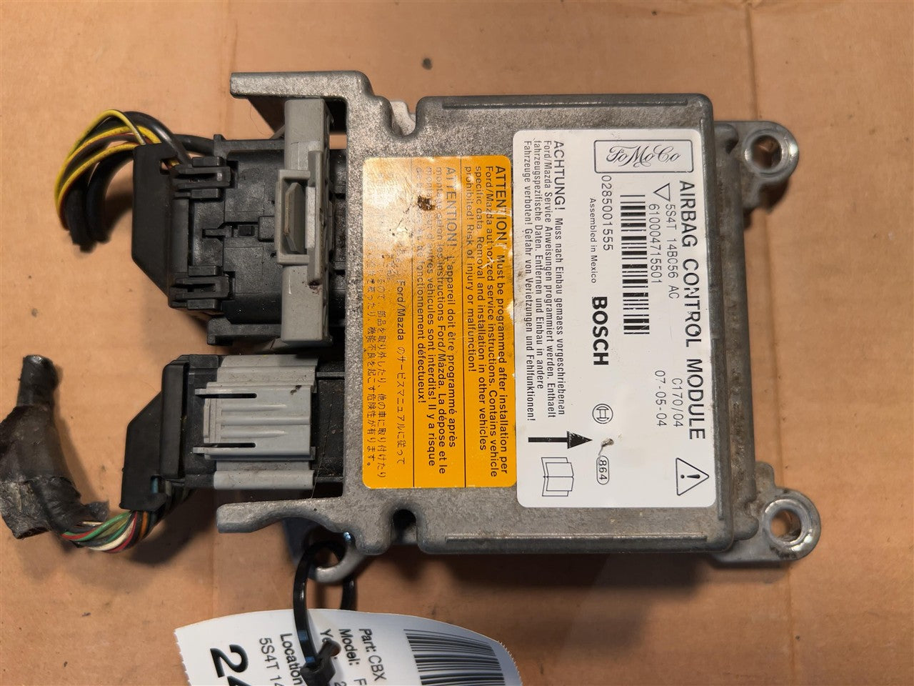 2005 2006 2007 Ford Focus Chassis Cont MOD Air Bag under center console ID 5S4T14B056 AA thru AD